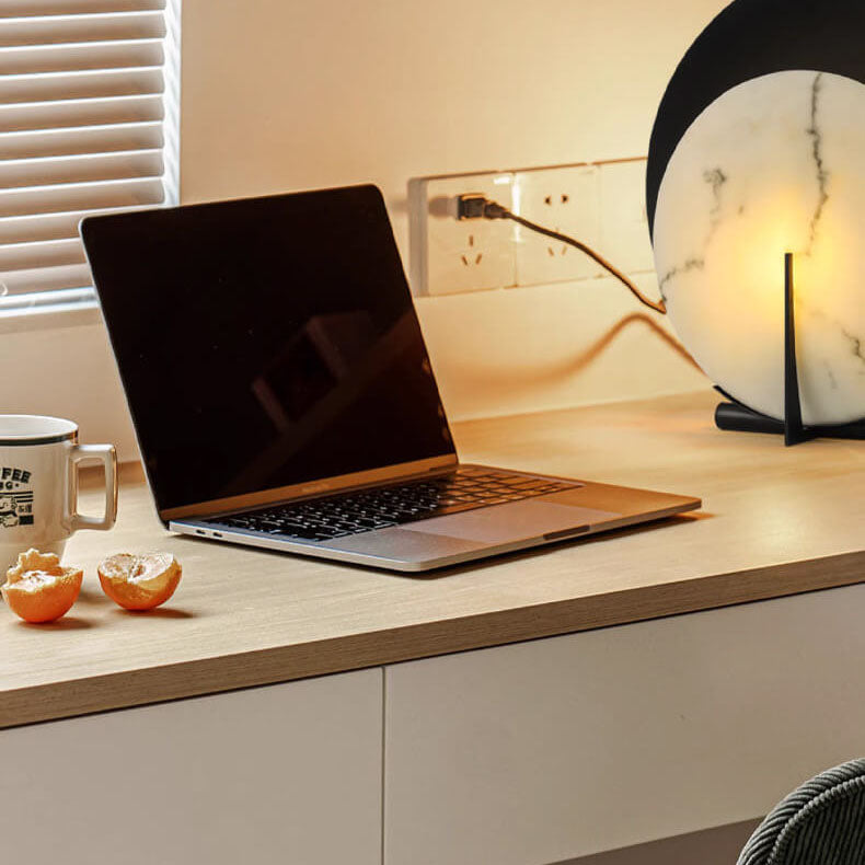 Double Discs Marble Iron Table Lamp