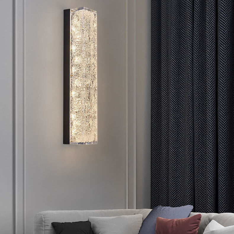Brass Clear Resin Rectangular Wall Lamp