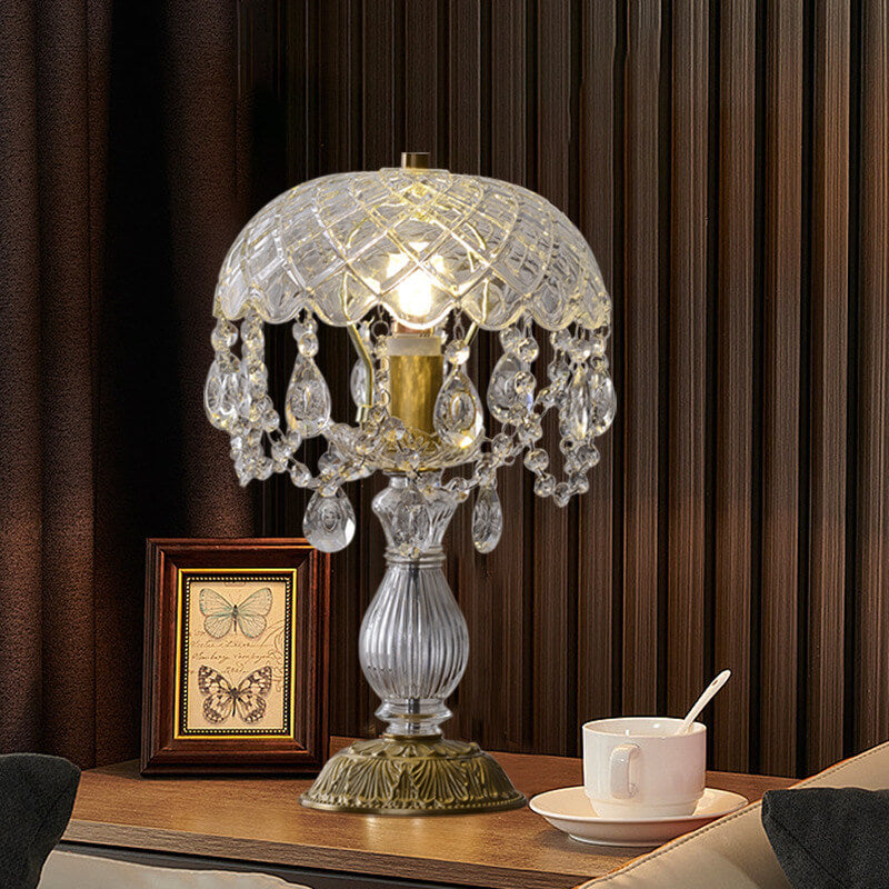 Clear Crystal Round Tassel Table Lamp