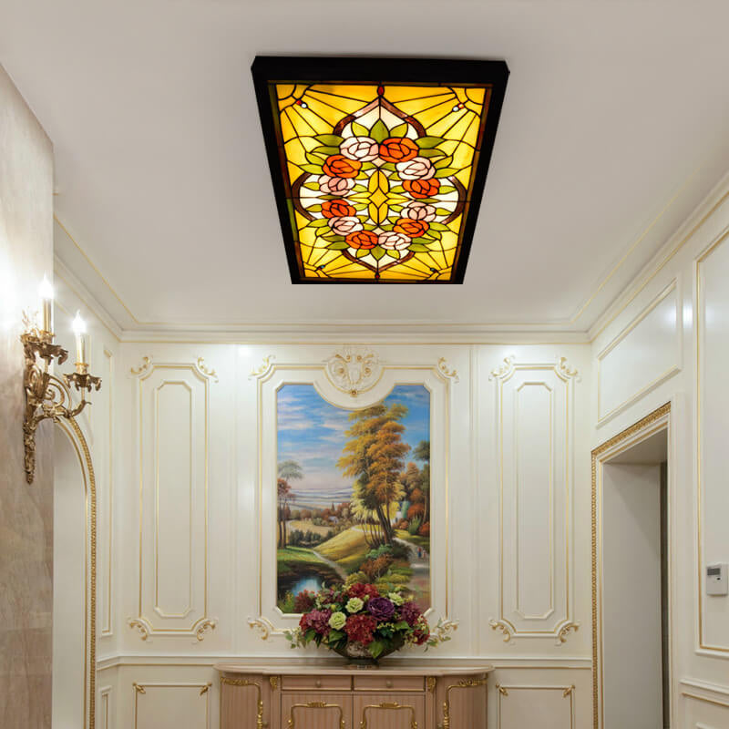 Pastoral Rose Pattern Mural Wall Lamp