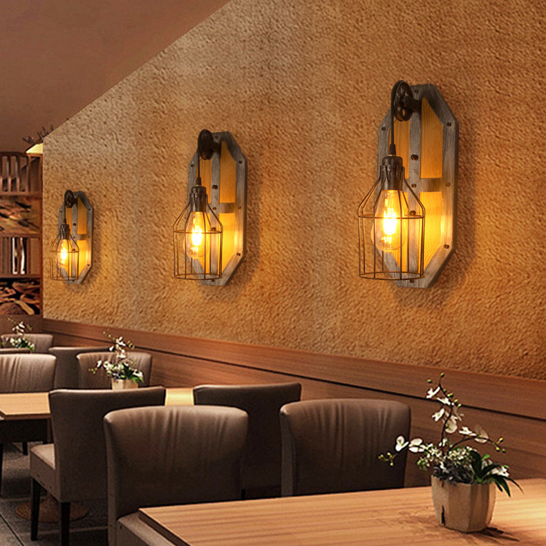 Wood Cage Wall Lamp