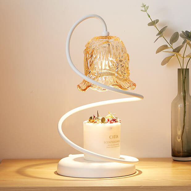 Glass Flower-Shaped Melting Wax Table Lamp
