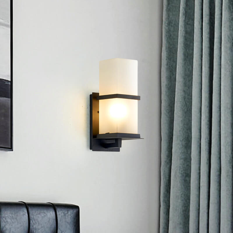 Column Frosted Glass Outdoor Light