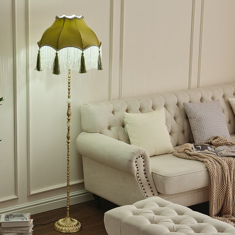 Brass Umbrella Tassels Living Floor Lamp