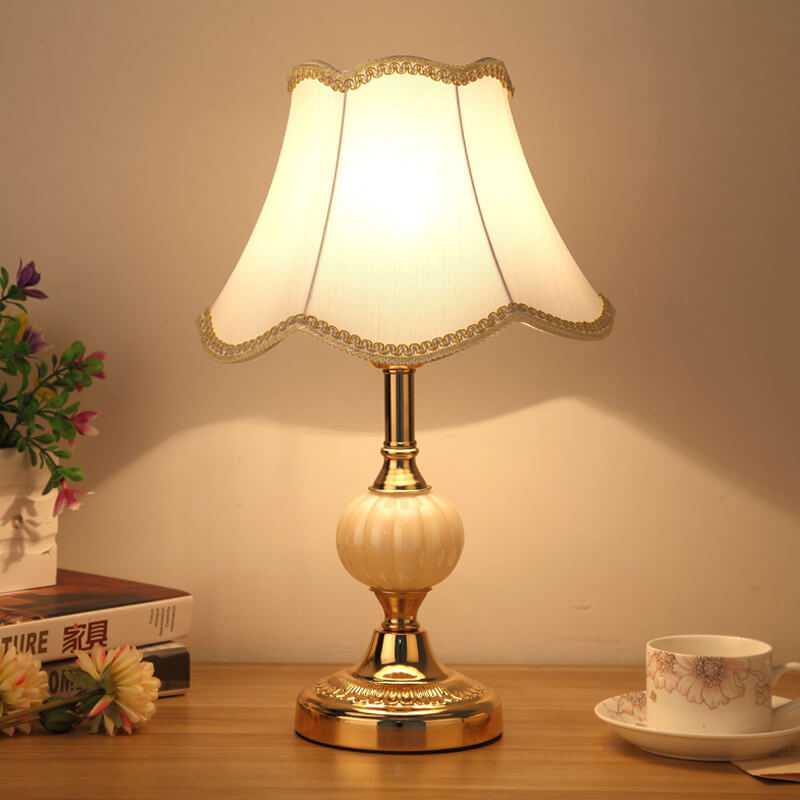 Floral Glass Fabric Table Lamp
