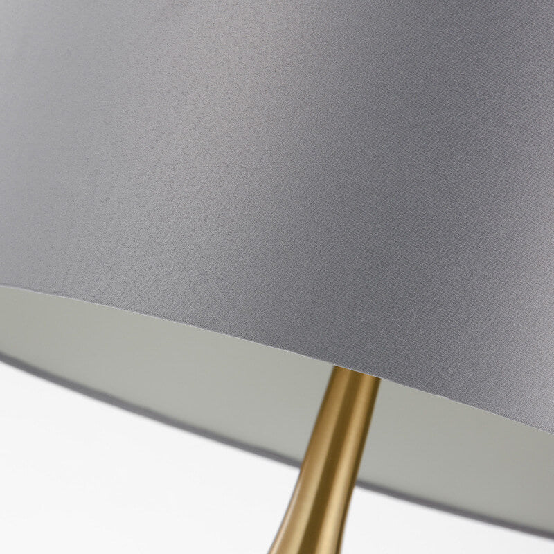 Fabric Lampshade Gray Marble Table Lamp