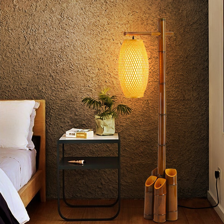 Traditional Chinese Bamboo Tube Floor Lamp