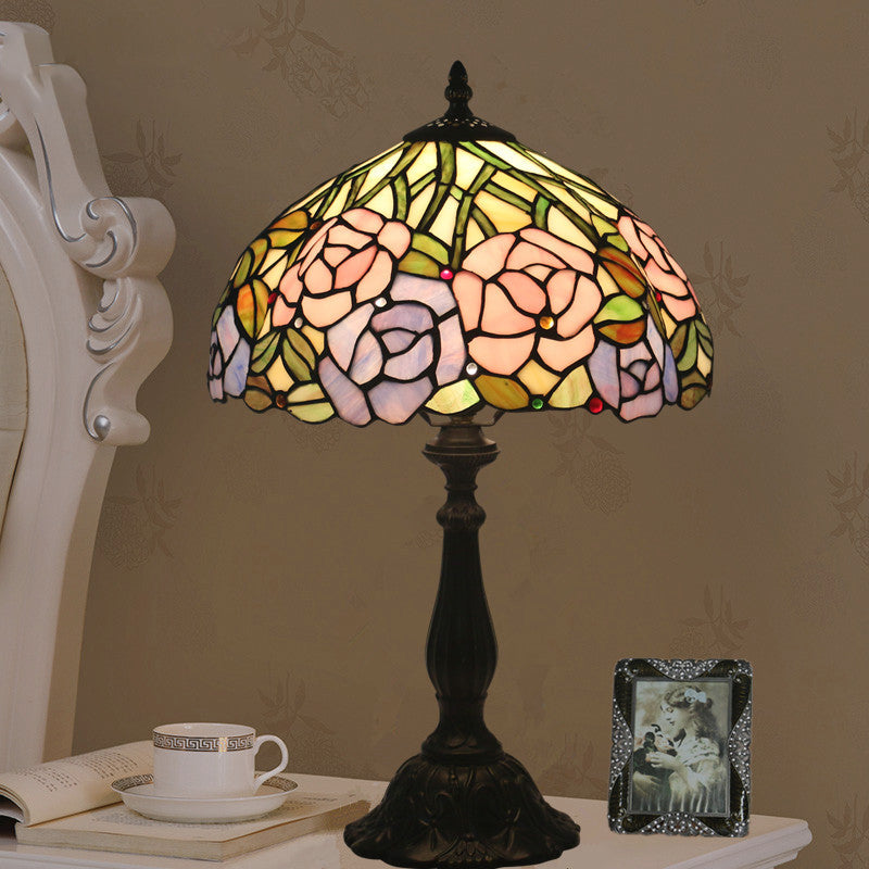 Rose Flower Stained Glass Table Lamp