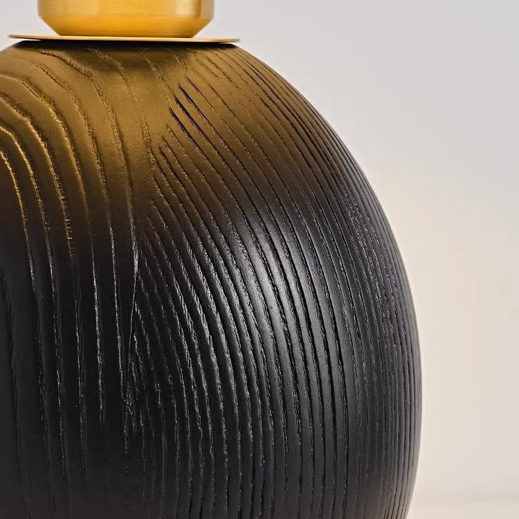 Fabric Ash Wood Conic Table Lamp