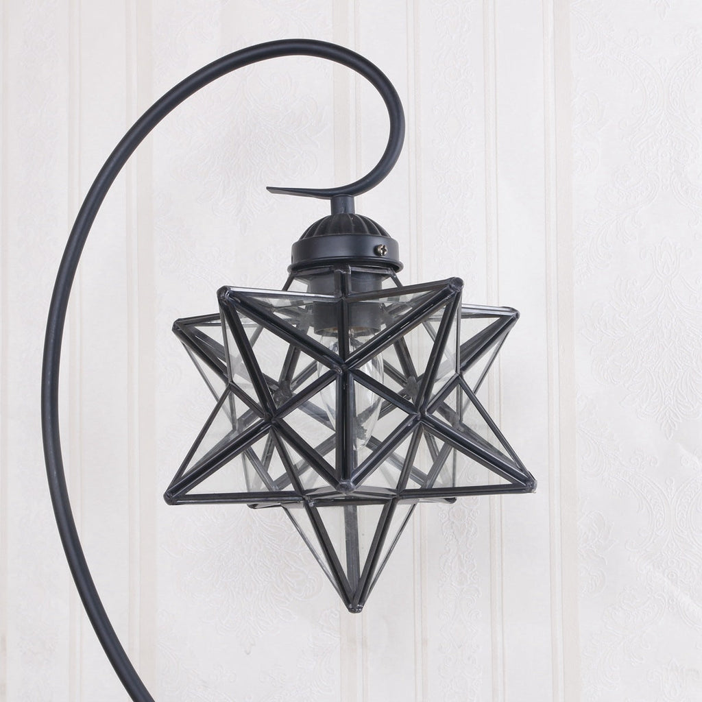 Pentagram Iron Glass Bedroom Table Lamp
