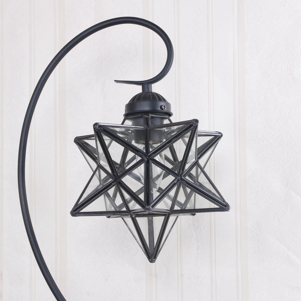 Pentagram Iron Glass Bedroom Table Lamp