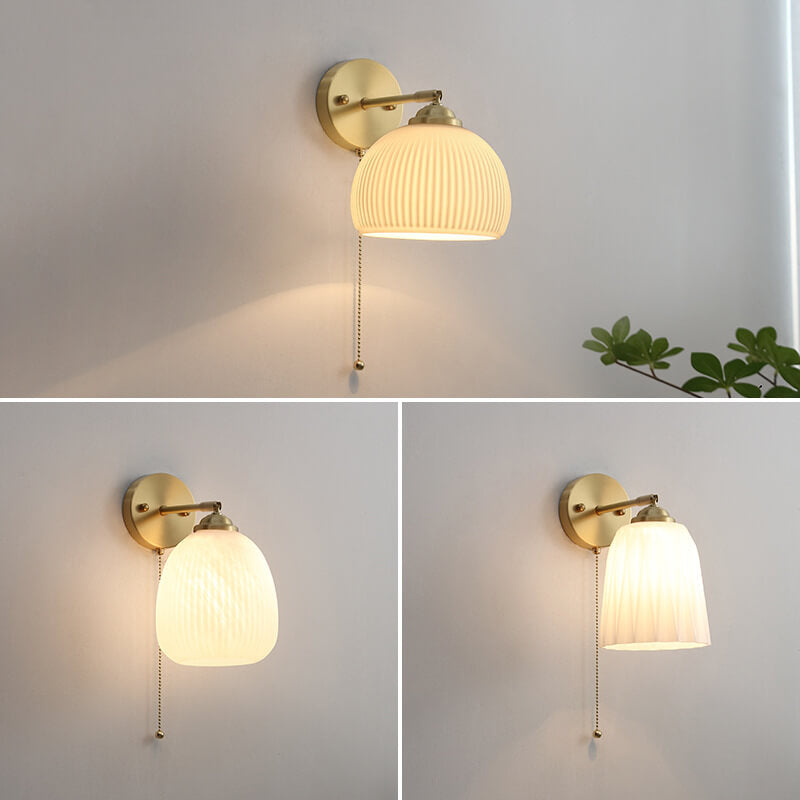 Striped Milk White Glass Wall Lamp