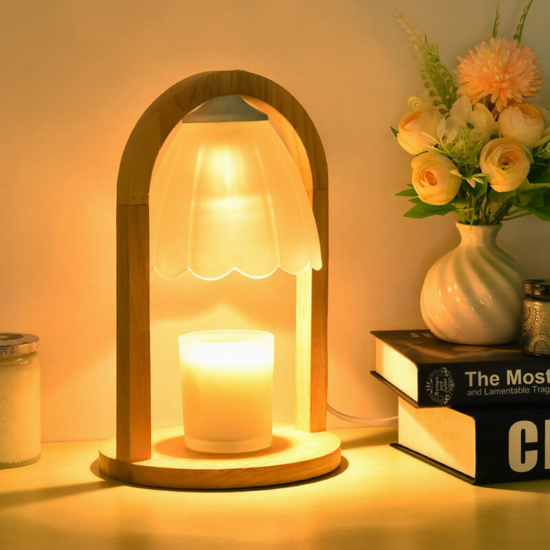 Wood Ring Glass Dimmer Table Lamp