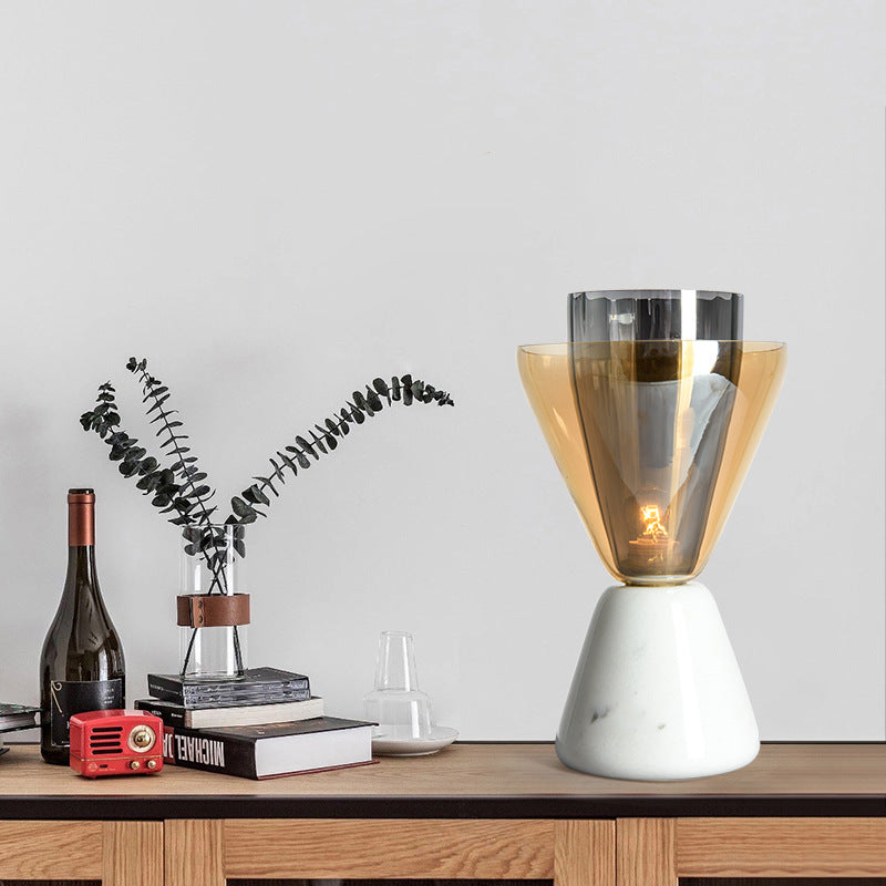 Marble Glass Cone Table Lamp