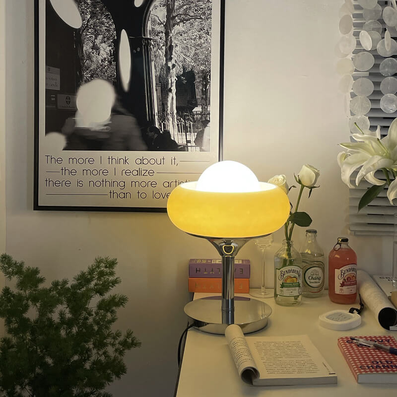 Glass Egg Tart Iron Table Lamp