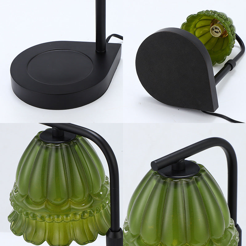 Flower Type Wooden Glass Table Lamp