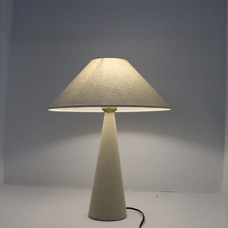 Linen Fabric Cone Column Table Lamp