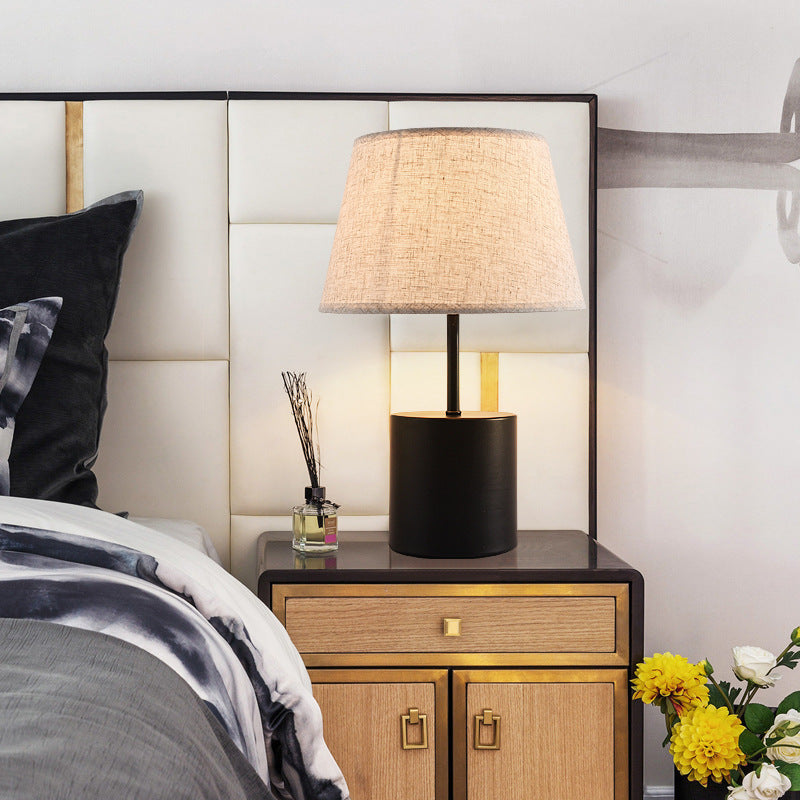 Farmhouse Fabric Metal Conic Table Lamp