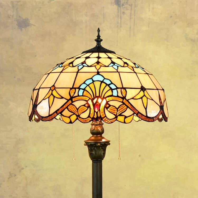 Baroque Stained Resin Iron 2-Light Floor Lamp