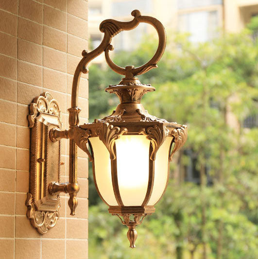 Aluminum Glass Carved Lantern Outdoor Light