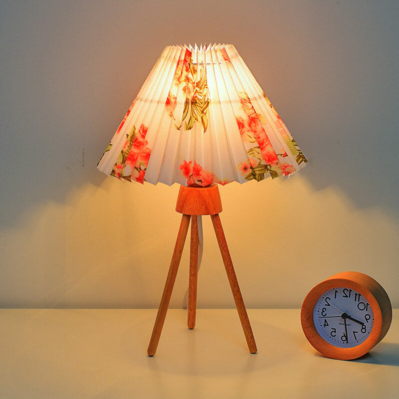 Tripod Pleated Design Umbrella Table Lamp