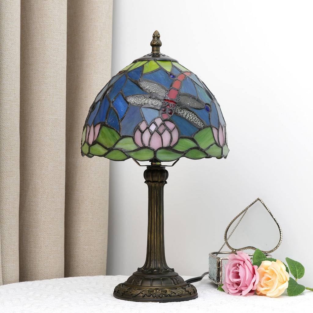 Glass Resin Dome Dragonfly Table Lamp