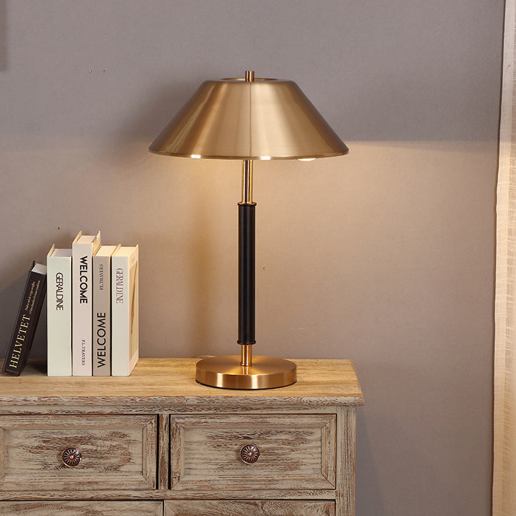 Iron Round Drum Study 2-Light Table Lamp