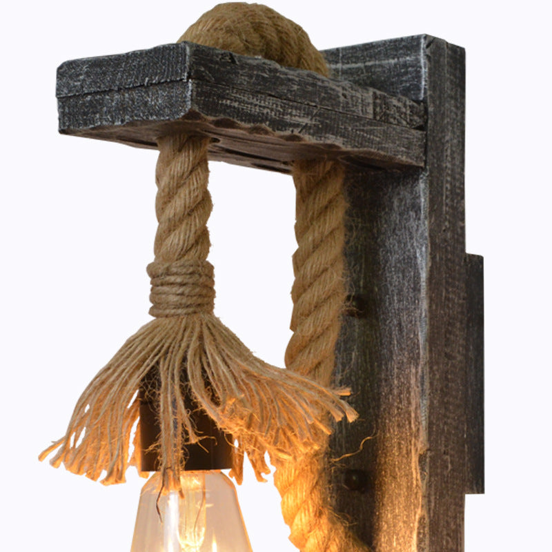 Solid Wooden Twine Wall Lamp