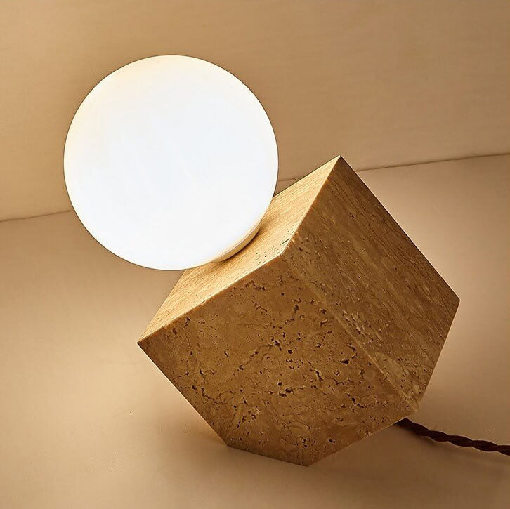 Nostalgic Yellow Travertine Inclined Table Lamp