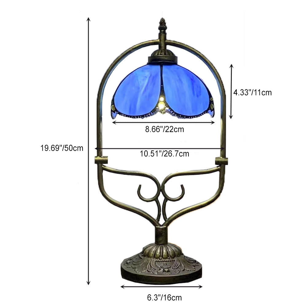 Flower Stained Glass Metal Table Lamp
