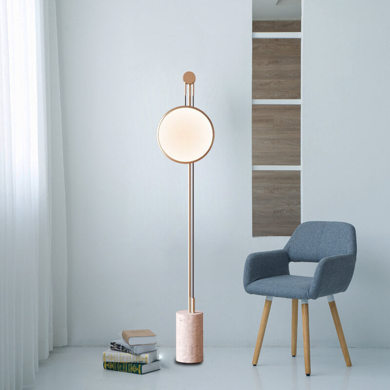 Round Iron Faux Marble Floor Lamp
