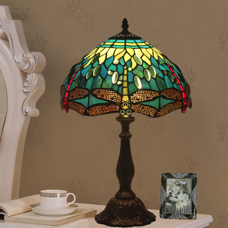 Stained Glass Animal Dragonfly Table Lamp