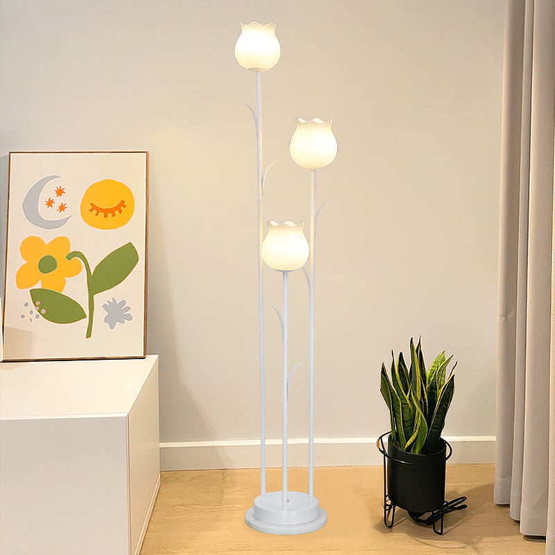 Contemporary Scandinavian Cylinder Flower 3-Light Floor