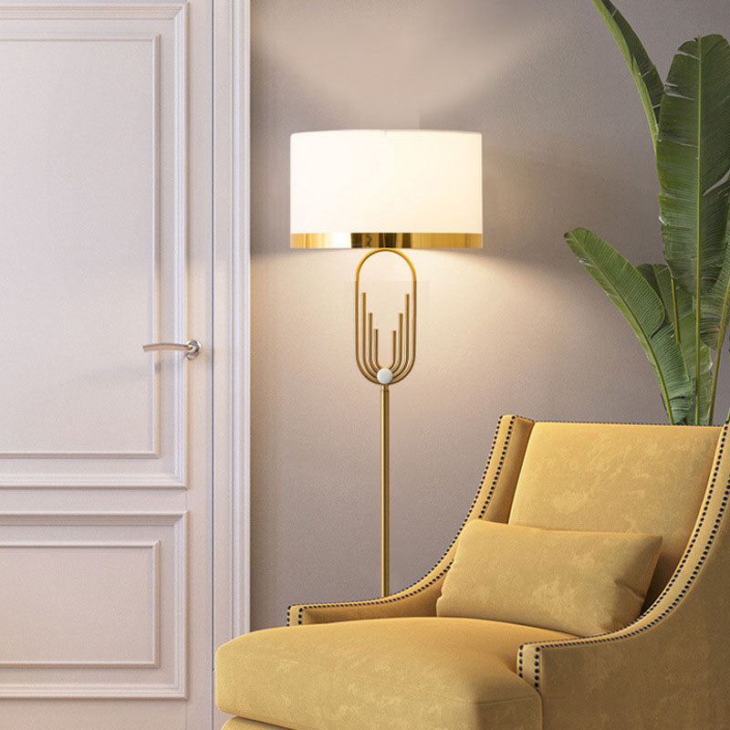 Round Metal Fabric Living Floor Lamp
