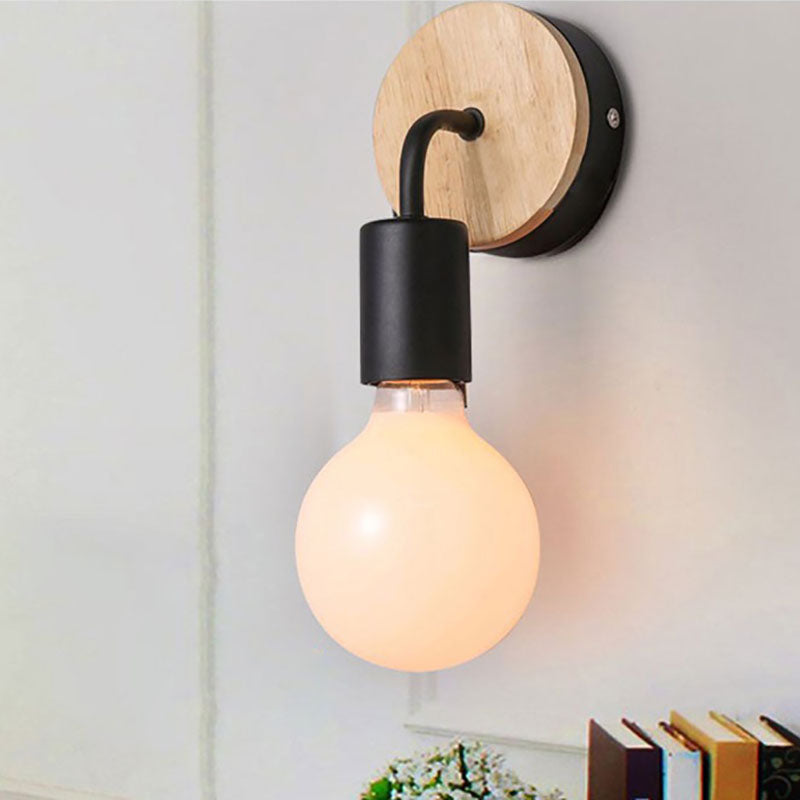 Bent Wood Iron Bedroom Wall Lamp
