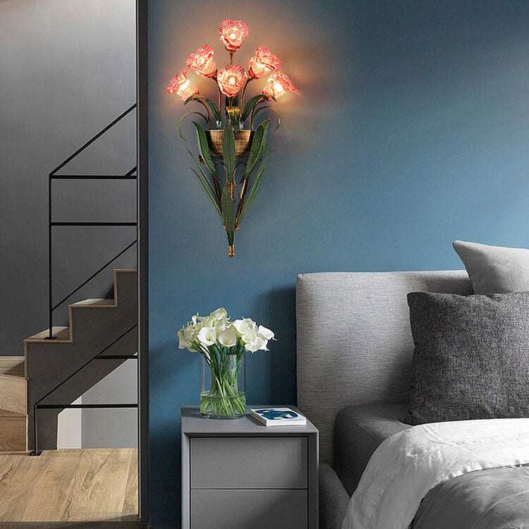 Glass Flower 6-Light Wall Lamp