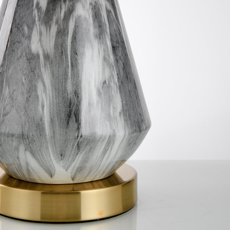 Tapered Ceramics Marble Fabric Table Lamp