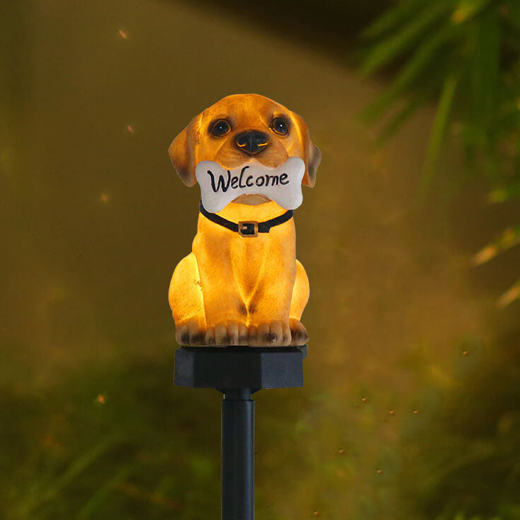 Dog Resin Solar Waterproof Outdoor Light
