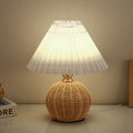 Rattan Fabric Pleated Conic Table Lamp