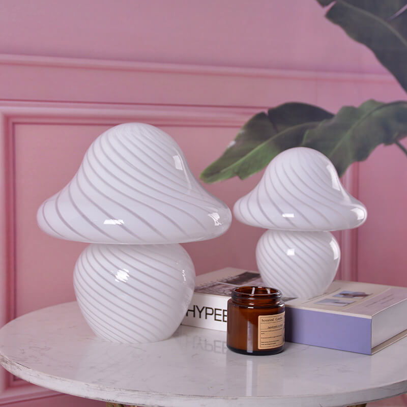 Decorative Mushroom Striped Glass Table Lamp