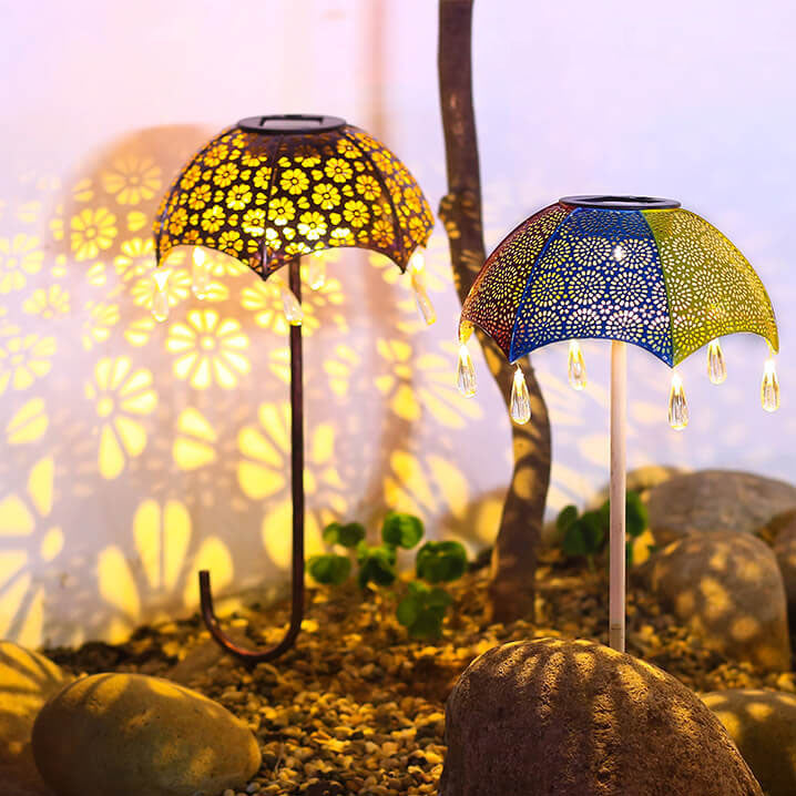 Iron Colorful Umbrella Hollow Outdoor Light