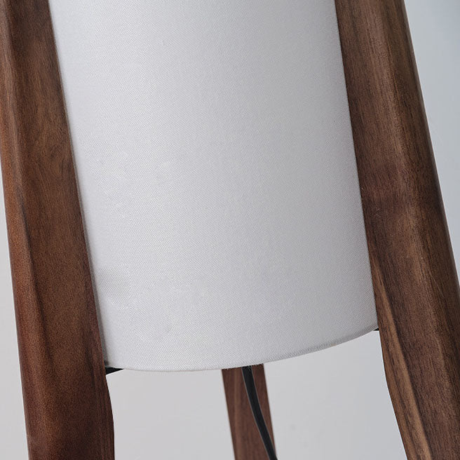Traditional Chinese Fabric Cylinder Floor Lamp