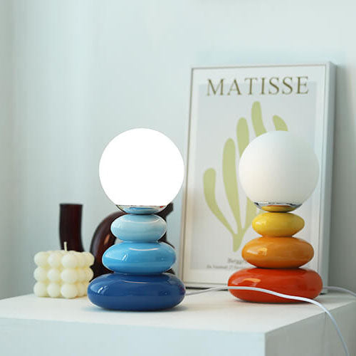 Ceramic Colorful Stacked Stones Table Lamp