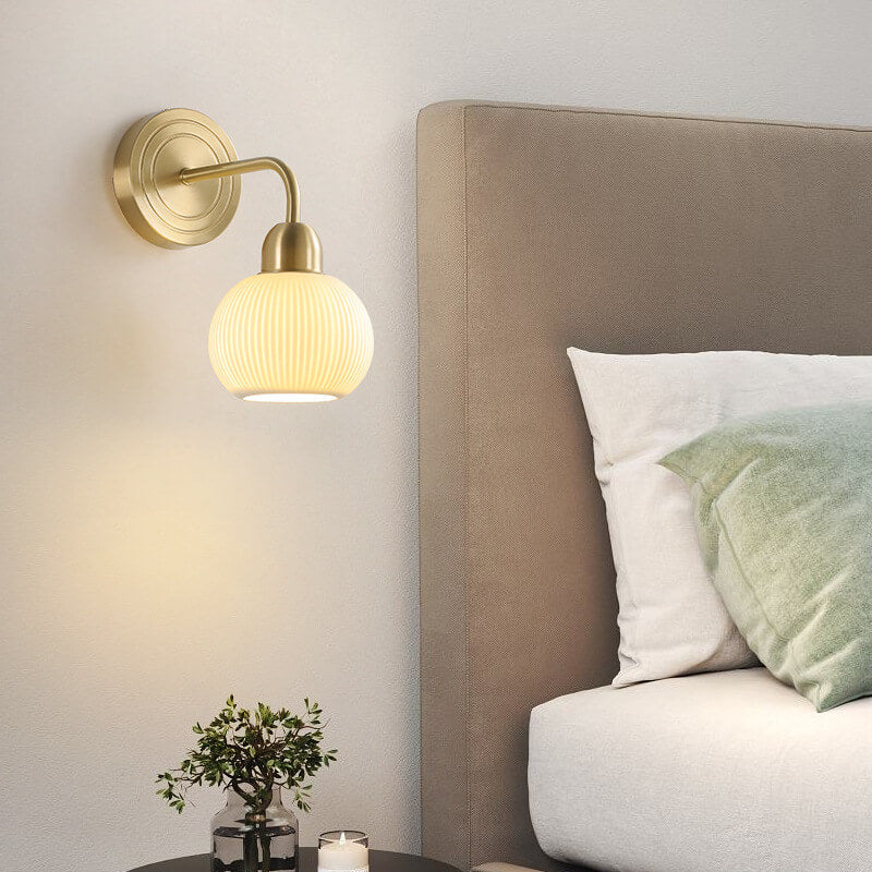 Striped Ceramic Round Jar Wall Lamp