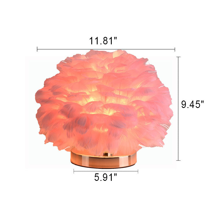 Feather Ball-Shaped Table Lamp