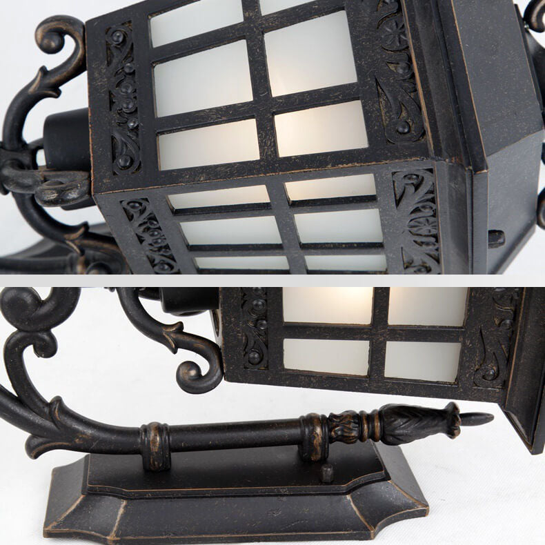 Square Lantern Carved Outdoor Light