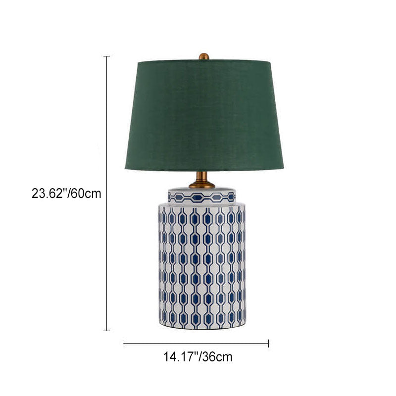 Cylindrical Ceramic Linen Hardware Table Lamp