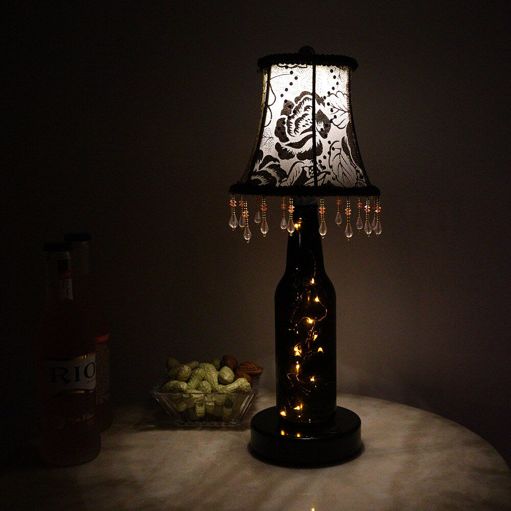 Fabric Lampshade Glass Bottle Table Lamp