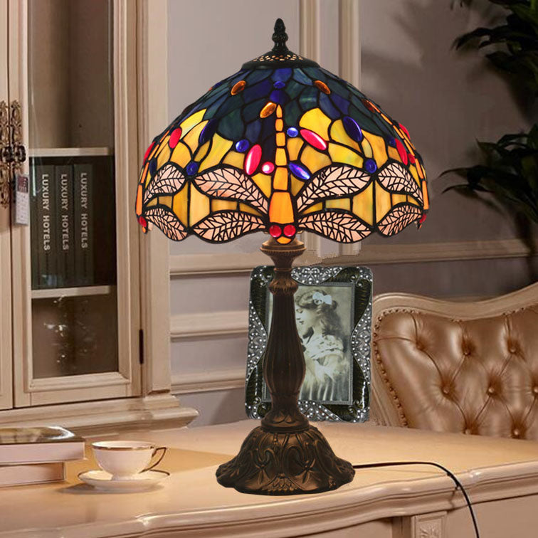 Stained Glass Dragonfly Living Table Lamp