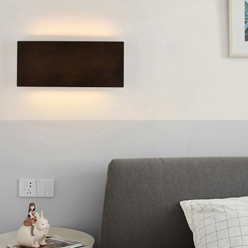Log Wood Rectangular Wall Lamp